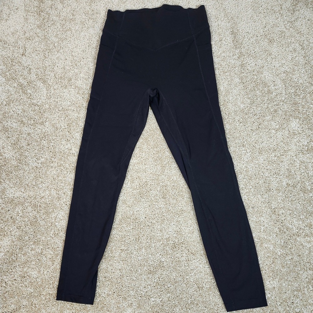 Halara Leggings Black Scrunch Butt Bands Crossover Waist Athletic Pockets Size M - Picture 2 of 7